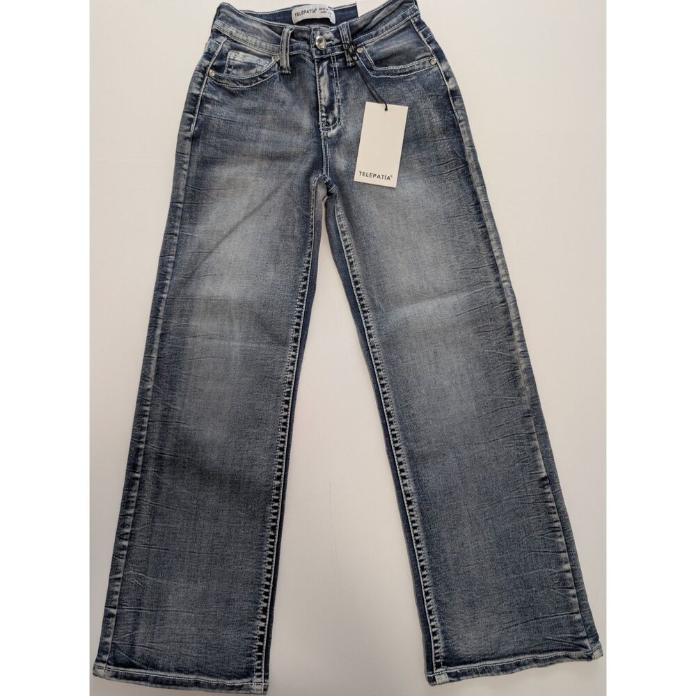 Telepatia Y2K Gray Acid Wash Wide Leg Jeans NWT Size 5 / 27